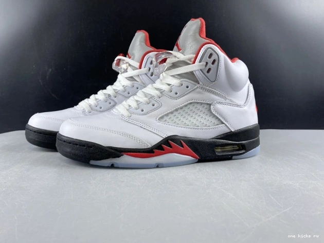 Onekick Silver Jordan Tongue (2020) Retro DA1911-102 Fire Red Air 5 0701